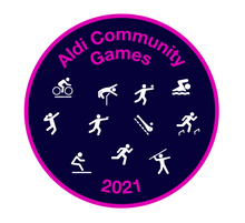 Load image into Gallery viewer, Aldi Community Games 2021 Patch - Athletics Track &amp; Field Events, Cycling on Grass, Swimming, Cross Country, MDR