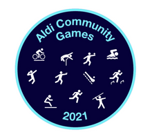 Load image into Gallery viewer, Aldi Community Games 2021 Patch - Athletics Track &amp; Field Events, Cycling on Grass, Swimming, Cross Country, MDR
