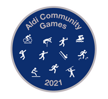 Load image into Gallery viewer, Aldi Community Games 2021 Patch - Athletics Track &amp; Field Events, Cycling on Grass, Swimming, Cross Country, MDR