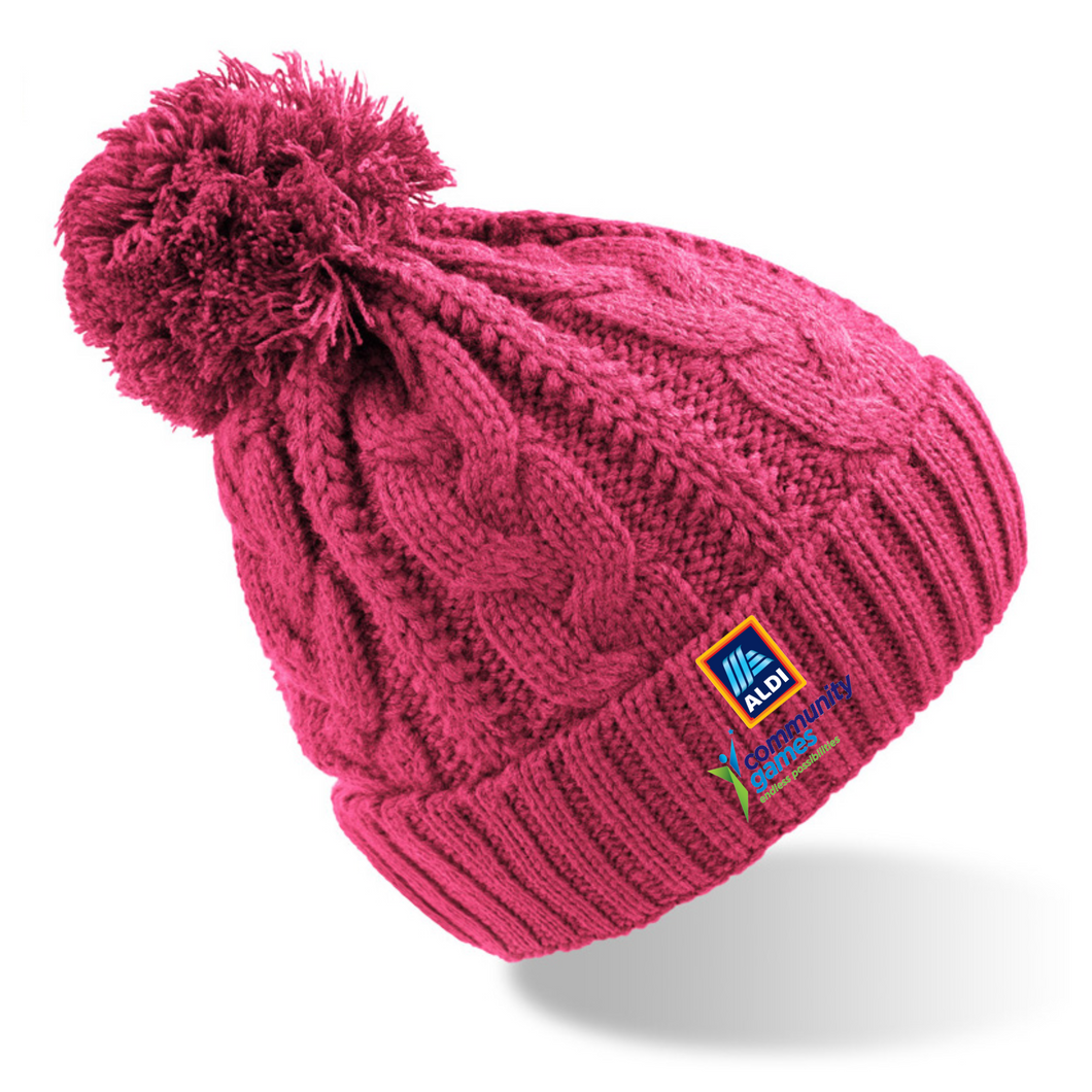 Aldi Community Games Cable Knit Pom Pom Hat